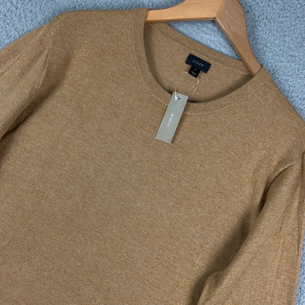 NWT J.Crew Sweater Men's Medium Camel Heather Soft Cotton Knit Crewneck Pullover